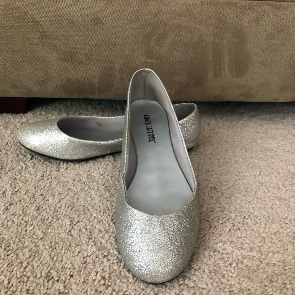 Lower East Side Silver Glitter Wedding Flats sz 8